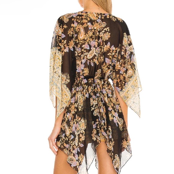 NWT Free People Intimately Black Tan 2 Piece Kimono & Shorts Set Size S - Picture 5 of 9